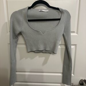 Sage Zara Sweater Crop Top